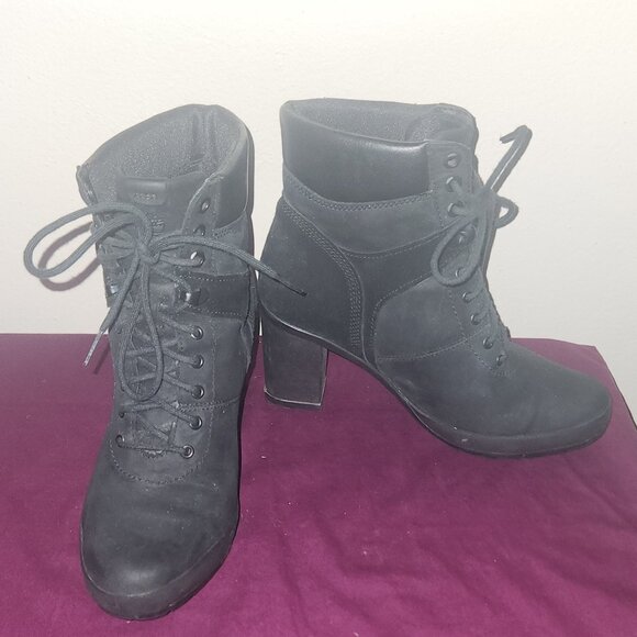 Timberland Camdale black Nubuck suede chunky heeled lace-up boots Size 8 - Picture 3 of 8